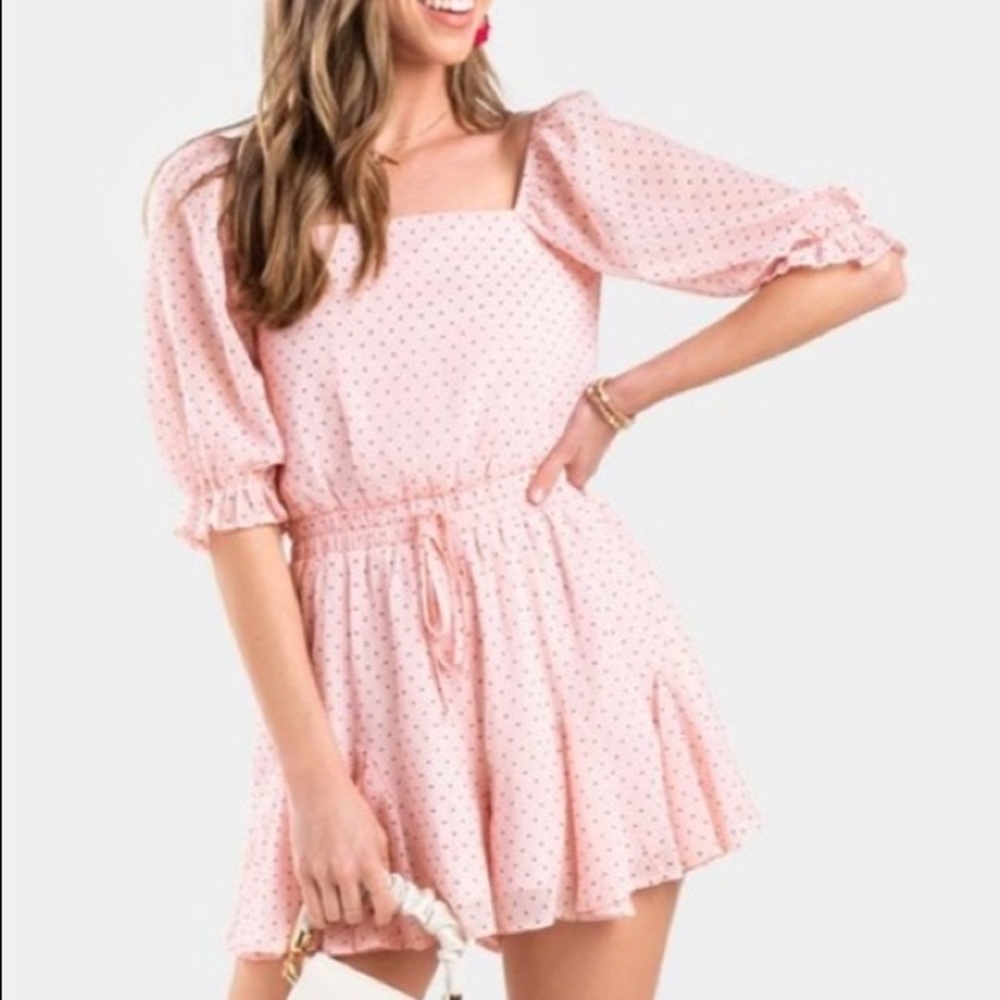 PINK POLKA DOT LIGHT FLOWY ROMPER